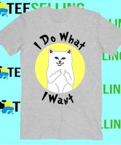 Cat Shirt Middle Finger Grey T-Shirt Adult Unisex Size S-3XL