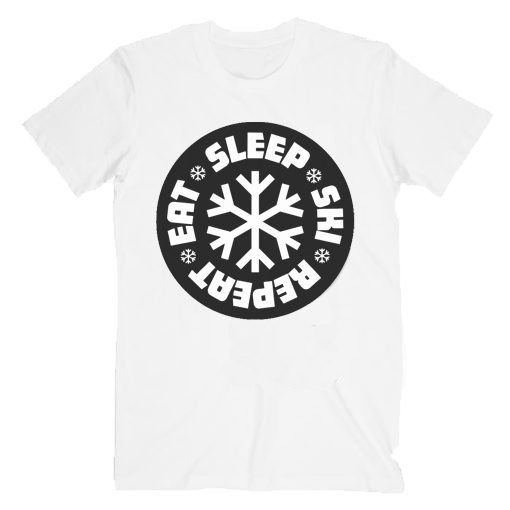 Eat Sleep Ski Repeat T shirt Unisex Adult Size S-3XL