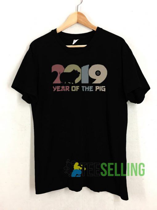 2019 year of the pig vintage T shirt Unisex Adult Size S-3XL