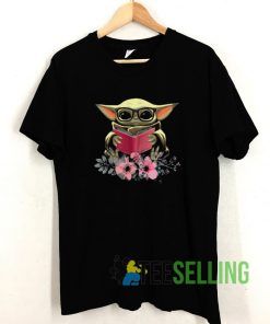 Baby Yoda Reading Book In Flower T shirt Adult Unisex Size S-3XL