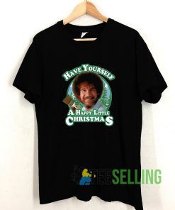 Bob Ross Have Yourself A Happy Little Christmas T shirt Adult Unisex Size S-3XL
